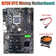 BTC B250 Miner Motherboard with CPU Cooling Fan+SATA Cable 12XGraphics Card Slot LGA 1151 DDR4 SATA3