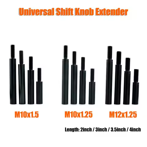 M10X1.5 M10X1.25 M12X1.25 Car Gear Shift Knob Extender Extension Lever 2" 3" 3.5" 4" Black Universal