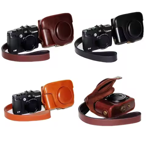 PU Leather Camera Bag Case For Canon G7X2 G7X3 SX720 SX730 SX740 HS G5X G9X G9X2 EOS M50 M5 M6 M50II