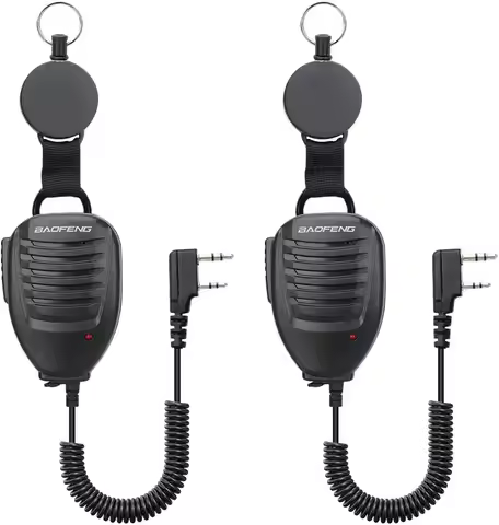 BAOFENG Ham Radio Shoulder Speaker Mic with Multitool Carabiner Retractable Tether Key-Rings for UV-