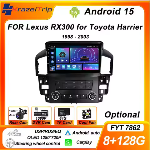 FYT 7862s 8 Core CarPlay Car Radio for Lexus RX300 for Toyota Harrier 1998 - 2003 QLED Android Auto 