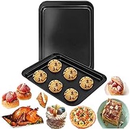 AOGVNA FDA 2 Pack 9.5 x 7 Inch Nonstick Rectangular Bakeware and Cookie Sheet Set Pan Set Serving Tr