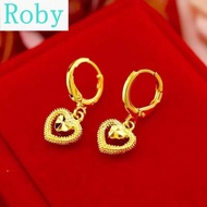 18k Saudi Gold Earrings Pawnable Legit Love Earrings Hypoallergenic Non Tarnish Dangling