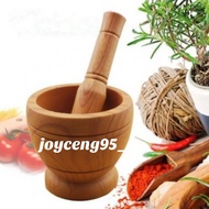 READY STOCK Lesung Kayu Lesung Batu Rempah Ratus Wooden Pestle and Mortar