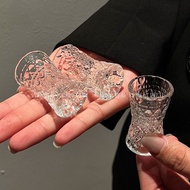 [6pcs Pack] Small Wine Glass New Style Creative High-value Gem Pattern Glass Wine Glass Iceberg Bott