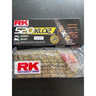RK 520 ORING CHAIN GOLD KLO2 RANTAI MOTOR BESAR 520 GOLD CHAIN ORING 120L RK ORING CHAIN R25 Z800 MT