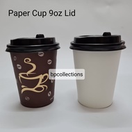 1 PAK 50 pcs PAPER CUP 9oz oz GELAS KERTAS KOPI COFFEE KOMBINASI POLOS DAN TUTUP PAPER CUP 9 OZ ECER