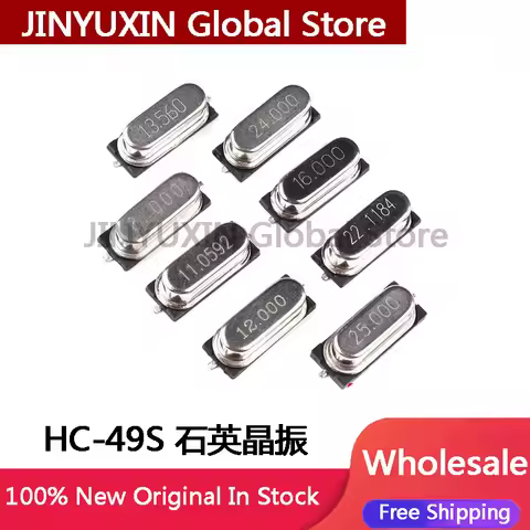 20Pcs/lot HC-49S 4~64MHZ 4Mhz 6Mhz 8Mhz 10Mhz 12Mhz 16Mhz 20Mhz 24Mhz 25Mhz 30Mhz Quartz Crystal Res