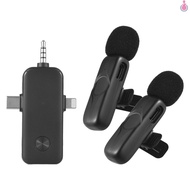 Wireless Lavalier Microphone System Dual Microphone Noise Reduction  Built-in DSP Chip 2.4GHz Wireless Transmission Professional Collar Clip Microphone for Phones Compute [Tpe1]