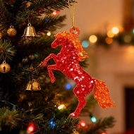 Year Of The Horse Fire Horse Acrylic Ornament Red Sparkle Decor Gift New Year Home Tree Horse M7h9