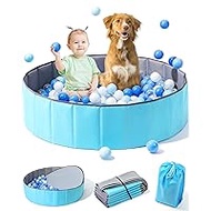 Large Ball Pit for Toddlers - 44 in Baby Ball Pit with Pop-Up Playmat, Portable and Foldable Kids Ball Pit, Dog Play Pit, Indoor and Outdoor Use, Hold Over 800 Balls, Balls Not Include (Blue)