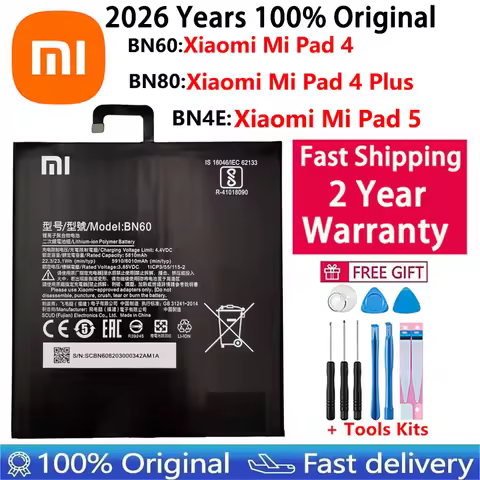100% Original New High Quality BN60 BN80 BN4E Xiao Mi Tablet Battery For Xiaomi Pad4 Pad 4 Plus Mipa