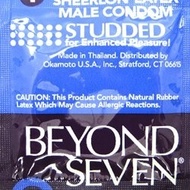 Okamoto Beyond Seven Studded Lubricated Ultra Thin Sheerlon Latex Condoms for Enhanced Pleasure - Pack of 50