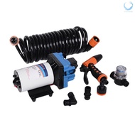 Water Pump Kit 17L Flow Rate 24V 4.5GPM Portable Diaphragm Pump Booster Kit 6m/20ft Ultraviolet-proof Hose Adjustable Nozzle Spray  70PSI/4.8BAR with Pressure Switch for Cleanin
