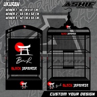 STIKER sangkar KOTAK BNR EBOD DLL NO 123 BLACK JAPANESE