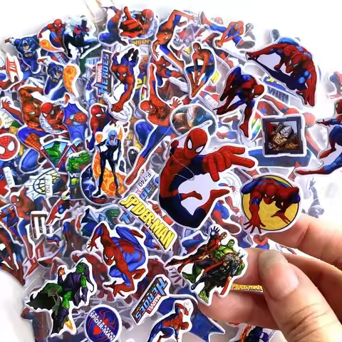 12Sheets Cute Super Hero Spiderman Anime Bubble Stickers Laptop Skateboard Motorcycle Guitar Waterpr