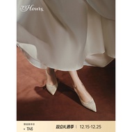 73hours Women's Shoes Light Shadow Rhythm 2025 Autumn New Style Pointed Toe High Heel Banquet Shoes 