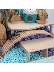 倉鼠玩具和景觀配件小圍欄攀爬樓梯熊形拱形橋軟梯圍欄，適用於小寵物倉鼠