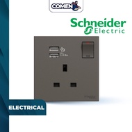 AVATAR ON C SCHNEIDER 13A Switch Socket with 2X2.1A USB Port (1G) - E8715USBDG Modern Wall Socket Pl