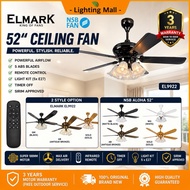 [3 YEARS WARRANTY] ELMARK 3386 52" /ELMARK 9922 / NSB ALOHA WITH 5 LAMP)/ KIPAS SYLING LAMPU ELMARK 