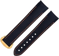 For Omega Strap AT150 Seamaster 300 Planet Ocean De Ville Speedmaster Curved End Watch Band 20mm Black Orange Line High Density Nylon Cowhide Watchbands