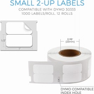 6 x Rolls Compatible DYMO 30333 (1/2" x 1") Extra Small 2-Up Multipurpose Labels Compatible with DYM