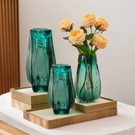 Ornaments Living Room Dining Table Flower Flower Vase Luxury Light Glass Creative Plug Green Glasswa