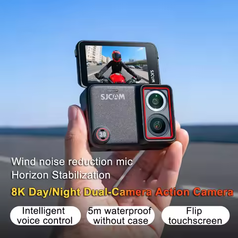 8K 20fps Dual-lens Action Camera AI Voice Control Waterproof HD Night Video Flip Touchscreen 6-Axis 