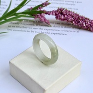 White Ring With Green Plain Shape Glass Material Size: 56 mm.