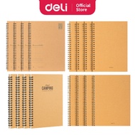 Deli Spiral Coil Notebook A5/B5 Buku Nota 120pg Line Sketch Books Student Diary Journal