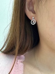 (New 全新) Agnès b. Round Shape B Logo &amp; Simple Circle Earrings (18K White Gold Plated) 鍍18K白金圓形B Logo及簡約圓型耳環
