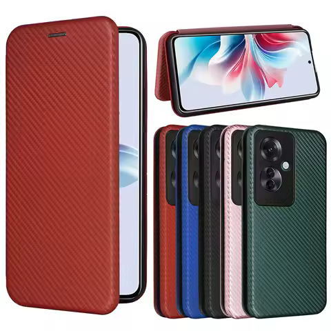 For OPPO Reno 11F Cover Luxury Flip Ultra Thin Skin Carbon Fiber Magnetic Adsorption Case For OPPO F