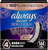 Always Discreet Boutique Incontinence & Postpartum Incontinence Pads for Women, Size 4, Moderate Abs