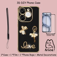 Fashion 3D For Itel A80 A671LC Case with Ceramic Film and Silicone Rope Glitter Diamond for Girl