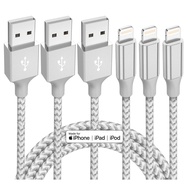 iPhone Charger 3 Pack 10 ft Apple MFi Certified Lightning Nylon Braided Cable Fast Charging Cord Com