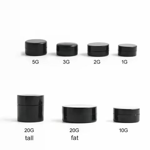 100pcs/lot 1g 2g 3g 5g 10g 20g Black Plastic Jar Mini Round Cream Jars Refillable Cosmetic Bottle Ma