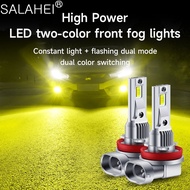 2Pcs Flash Strobe White Yellow Switchback Dual Color Light H8 H11 LED 9006 HB4 9145 H10 CANBUS LED F