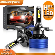 MONDEVIEW K8 U-Tube High Power Car Front Headlight H1 H4 H7 H11 9005 9006 140W 14000LM 6000K LED Hea