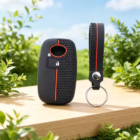 Honeycomb Red‑Line Key Fob Cover With KeyChain For Toyota RAIZE Daihatsu Rocky Perodua Ativa Subaru 