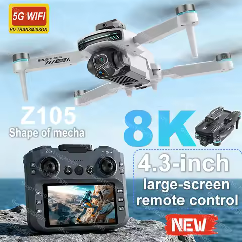 New Z105 RC Drone 8K Professional HD Camera FPV Optical Flow Positioning Brushless Motor 4.3 Inch Sc