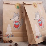 12 Pcs Christmas Bags Kraft Paper Bag Gift Bag with Christmas Tree Sticker Candy packing Decoration