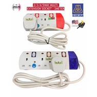 ［SIRIM］3PIN 2/3/4/5 WAY MULTI EXTENSION TRAILING SOCKET 2 METER CABLE CONNECTING THE FUTURE 13A EXTENSION PLUG