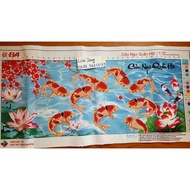 Embroidered painting of THE NINE FISH QUAN HOI (embroidered-painting d)88x43cm