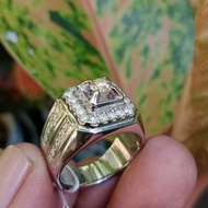 Silver ring 18  mata utama berlian banjar 0.38 crt  dn tabur berlian