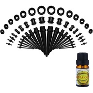JDXN 50 Pieces Acrylic Ear Stretching Kit + Aftercare Jojoba Oil Tapers Plugs Silicone Tunnels Gauge