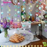 LIPUPON Paper Banner, Iridescent Shiny Circle Garland, Decoration Paper Silver /4M Length Iridescent