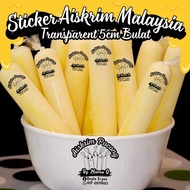 100pcs Sticker Bajet Aiskrim Malaysia Transparent 5cm Bulat Waterproof