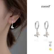 ✨ Mood+ Original S925 Silver Papillon Glow Hoop Earrings｜CZ Stone｜White Gold · Gold