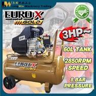 EUROX/// EAW3060G Portable Single Phase 60L Air Compressor 3.0HP 8Bar 2850RPM
