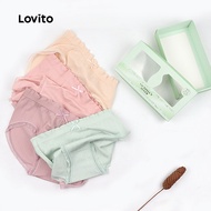 (NEW) Lovito Casual Panties Skinfriendly Breathable 4way Stretchy Multicolor Panties for Women LNE11